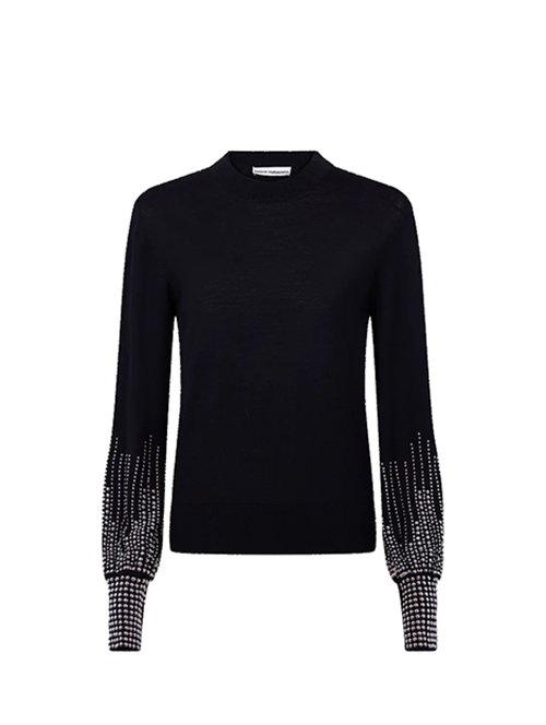 Black Stud Cuffs Wool Jumper