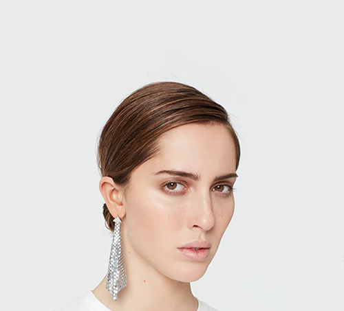 XL Silver Mesh Earring