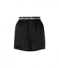 Black Boxer Short With Logo Waist