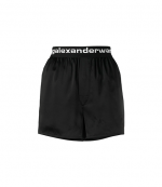 Black Boxer Short With Logo Waist