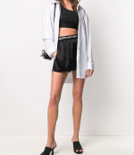 Black Boxer Short With Logo Waist