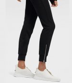 Zip Black Cotton Track Pant