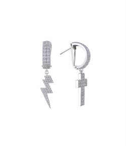 Cross+Thunder Crystal Earring
