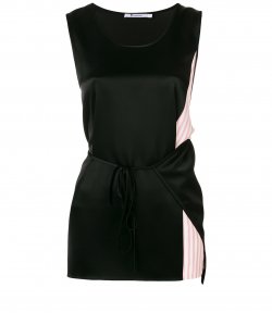 ALEXANDER WANG HEAVY DRAPE SATIN w/STRIPE COMBO SLVLESS TOP