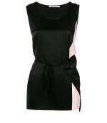 ALEXANDER WANG HEAVY DRAPE SATIN w/STRIPE COMBO SLVLESS TOP