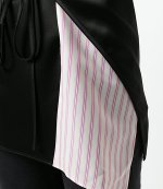 ALEXANDER WANG HEAVY DRAPE SATIN w/STRIPE COMBO SLVLESS TOP
