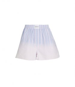 Ombre Blue Multi Stripe Oxford Logo Patch Boxer Shorts