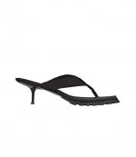 Jessie Lug Sport Thong Black Webbing Medium Hill Sandals