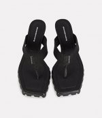 Jessie Lug Sport Thong Black Webbing Medium Hill Sandals