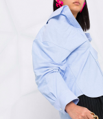 Off-Shoulder White Tank Oxford Light Blue Shirt