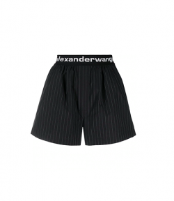 Boxer Logo Elastic Black White  Stripe Short Pant