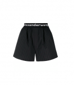 Boxer Logo Elastic Black White  Stripe Short Pant