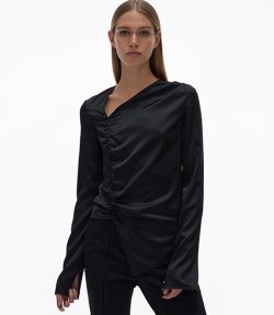 Ruched Black Top