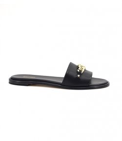 Rina Black Leather Slide
