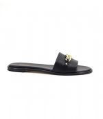 Rina Black Leather Slide