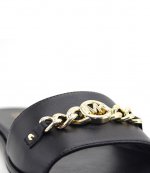 Rina Black Leather Slide