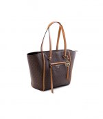 Brown Mini Logo Carine Medium Tote
