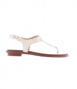 MK Plate Thong Cream Leather Flat Sandal