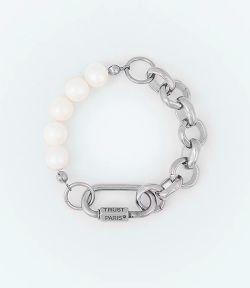 Bold Brass Chain Silver Bracelet