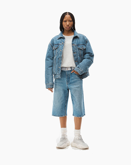 Logo Webbing Board Shorts In Vintage Blue Denim