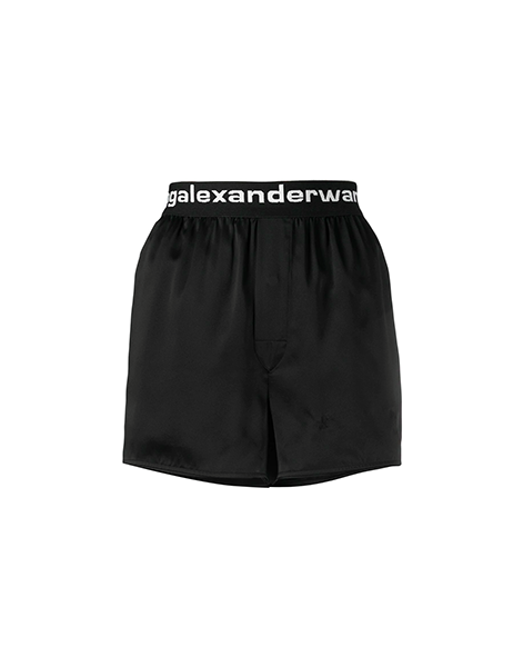 Black Boxer Short With Logo Waist