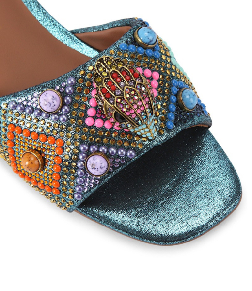 Kensington Flat Jewel Tourqese Multicolour Flat Mule Sandals