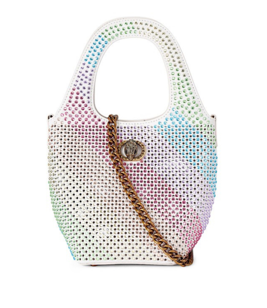 SM Chelsea Multicolour Crystal Hobo Beige Suede Bag