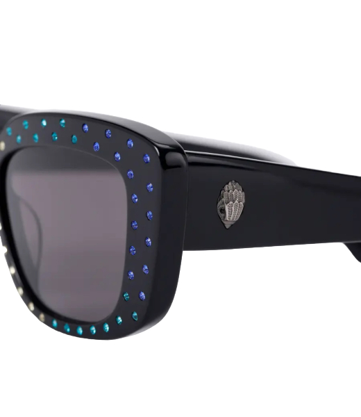 Shoreditch Gem Rectangle White Rhinstones Black Sunglasses
