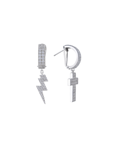 Cross+Thunder Crystal Earring