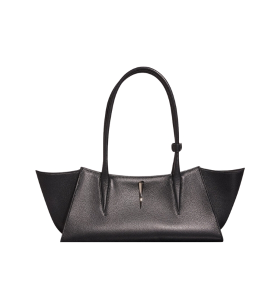 Black Grainy Leather Fang Bag
