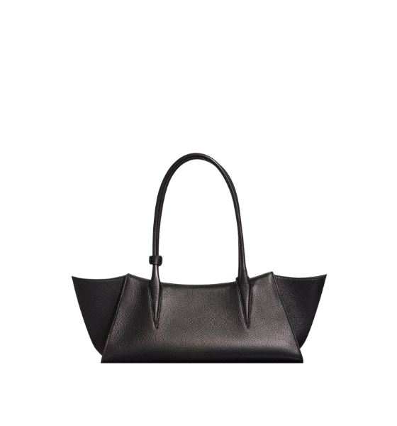 Black Grainy Leather Fang Bag