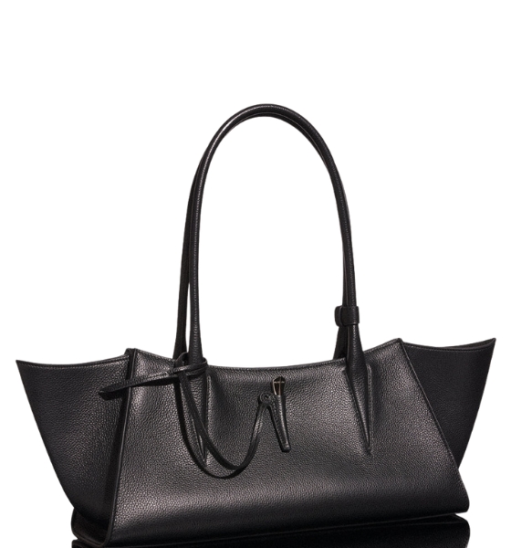 Black Grainy Leather Fang Bag