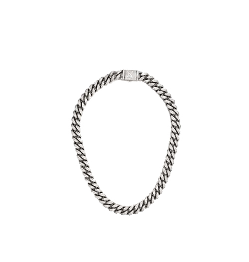 Cuban Pave Silver Necklace