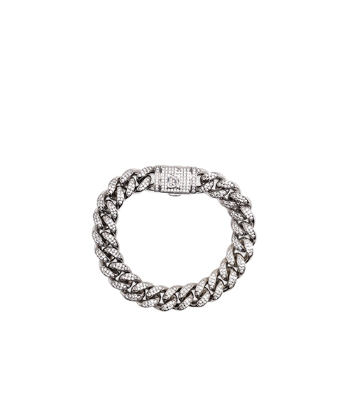 Cuban Pave Silver Bracelet