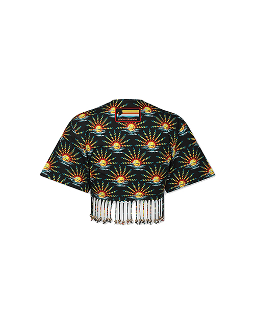 Black Suns Fringed Crop Top
