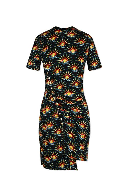 Black Suns Short Pleated Dress