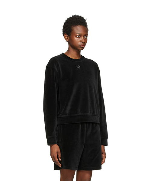 Crewneck Black Sweatshirt With Hotfix Logo