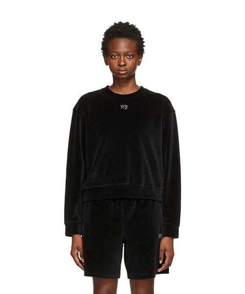 Crewneck Black Sweatshirt With Hotfix Logo