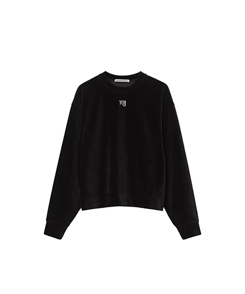 Crewneck Black Sweatshirt With Hotfix Logo