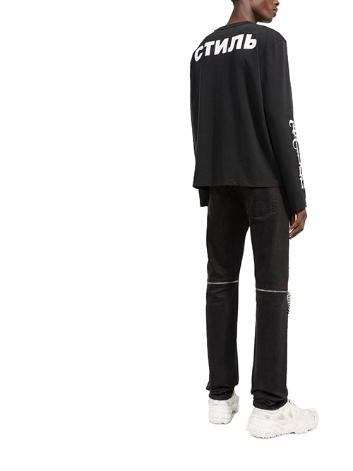 Flaming Skull LS Tee Black White