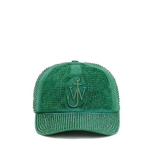 Bright Green Baseball Cap With Crystal