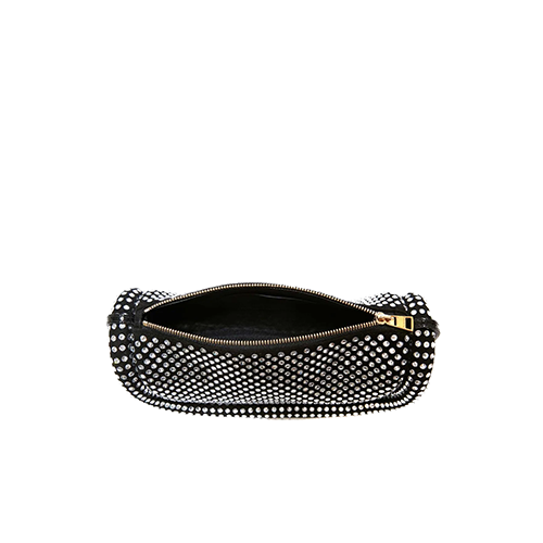 Bumper-15 Black Leather Shoulder Bag With Crystal