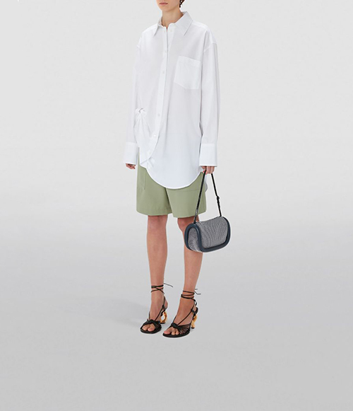 White Ring Detail Roll Shirt