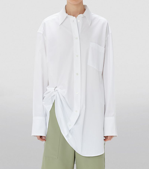White Ring Detail Roll Shirt