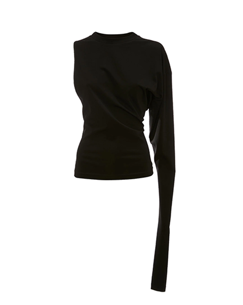 Black Asymmetric One Sleeve Top