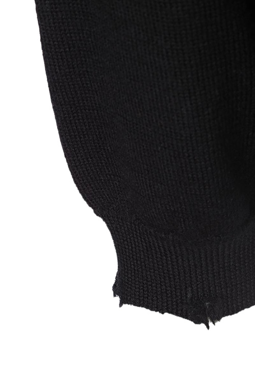 Shredded Knit Crewneck Black White