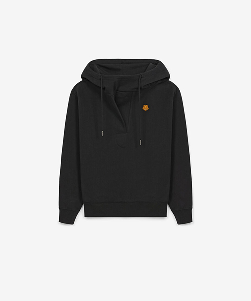 Hooded Cowl Neck Black Sweatshirt