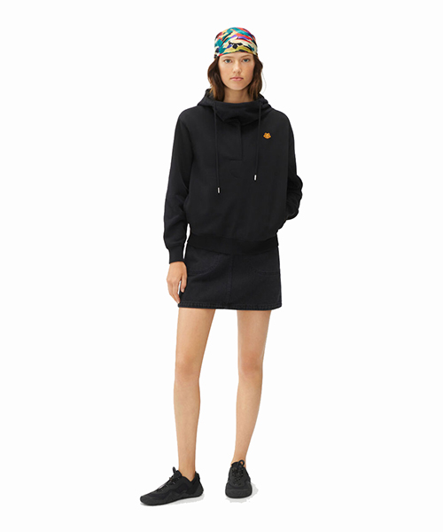 Hooded Cowl Neck Black Sweatshirt