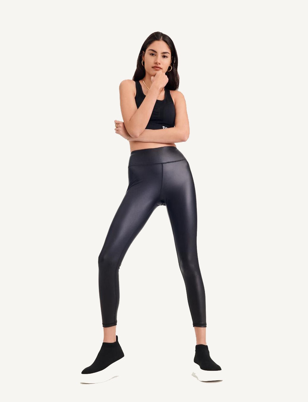 Faux Leather High Waist Black Tight