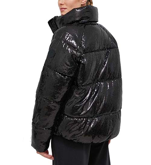 Black Sequin Puffer Jacket